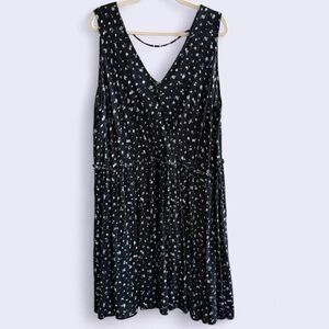 Dual Nature Black Ditsy Floral V-Neck V-Back Dress, Whimsigoth (XL)